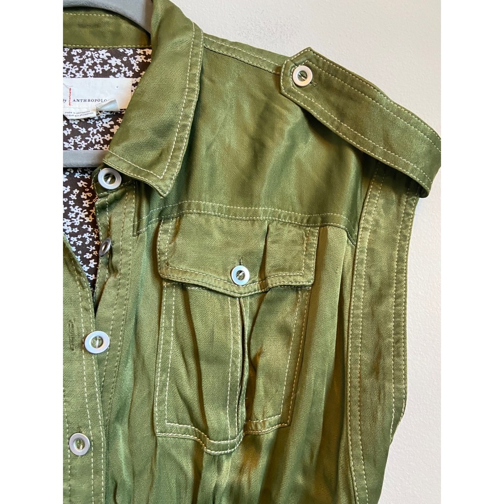 Anthropologie Open Back Boiler Suit Jumpsuit Olive Green Wide Leg Size 6 - Picture 5 of 9